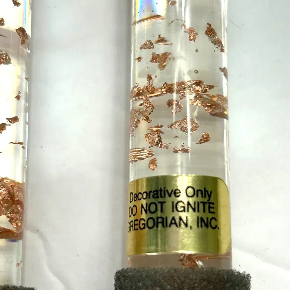 Vintage‎ Gregorian Inc. MCM Copper Flake Lucite Candles Set of 2
